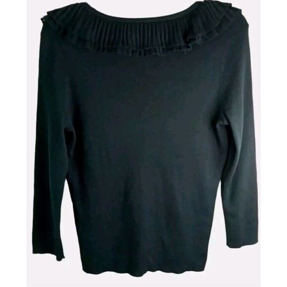 2 Talbots Sweater Size S Ruffle Trim Button Bronze/Green Cotton/Wool Blend - Picture 13 of 14